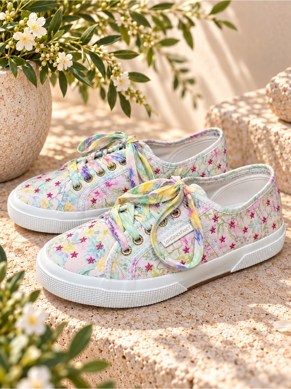 Superga x LoveShackFancy Floral Star Sneakers Womens 8.5 S4118MW-A1D